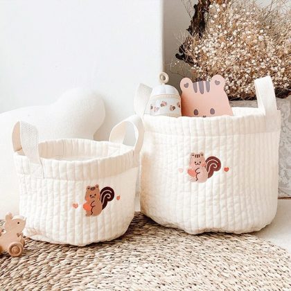 White Squirrel Embroidery Diaper Bag